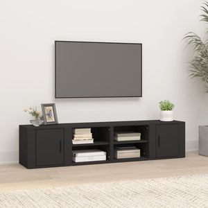NNEVL TV Cabinets 2 pcs Black 80x31.5x36 cm Engineered Wood