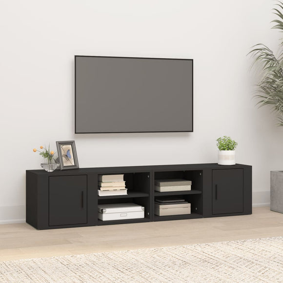 NNEVL TV Cabinets 2 pcs Black 80x31.5x36 cm Engineered Wood