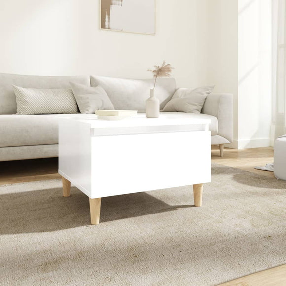 NNEVL Side Table High Gloss White 50x46x35 cm Engineered Wood