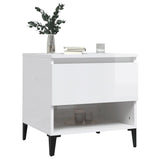 NNEVL Side Table High Gloss White 50x46x50 cm Engineered Wood