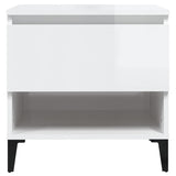 NNEVL Side Table High Gloss White 50x46x50 cm Engineered Wood