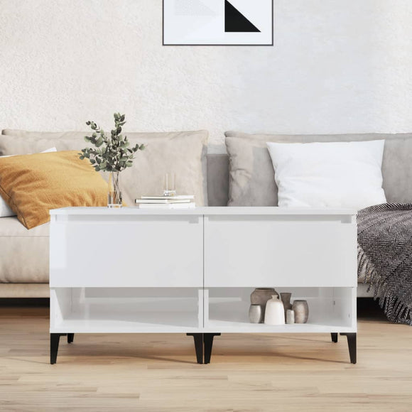 NNEVL Side Tables 2 pcs High Gloss White 50x46x50 cm Engineered Wood