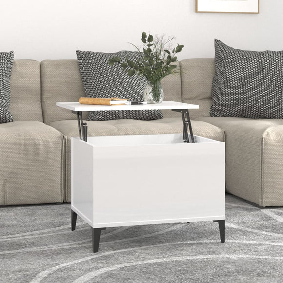 NNEVL Coffee Table High Gloss White 60x44.5x45 cm Engineered Wood