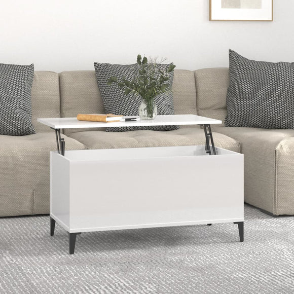 NNEVL Coffee Table High Gloss White 90x44.5x45 cm Engineered Wood