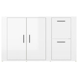 NNEVL Sideboard High Gloss White 100x33x59.5 cm Engineered Wood
