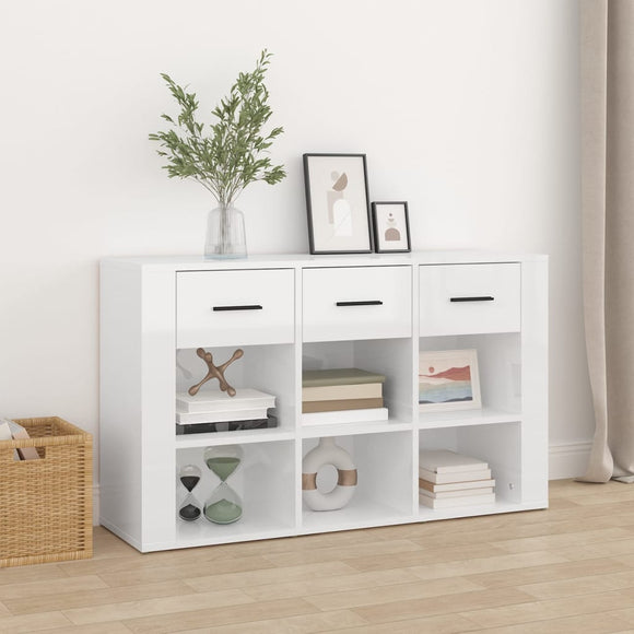 NNEVL Sideboard High Gloss White 100x30x59.5 cm Engineered Wood