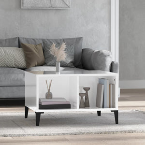 NNEVL Coffee Table High Gloss White 60x50x36.5 cm Engineered Wood