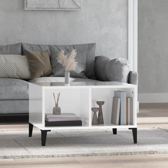 NNEVL Coffee Table High Gloss White 60x50x36.5 cm Engineered Wood