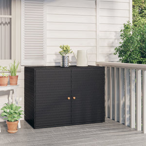 NNEVL Garden Storage Cabinet Black 100x55.5x80 cm Poly Rattan