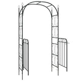 NNEVL Garden Arch with Gate Black 108x45x235 cm Steel