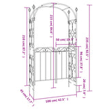 NNEVL Garden Arch with Gate Black 108x45x235 cm Steel