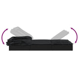 NNEVL Sunbed with Foldable Roof Black 213x63x97 cm Poly Rattan