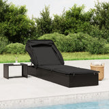 NNEVL Sunbed with Foldable Roof Black 213x63x97 cm Poly Rattan