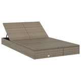 NNEVL 2-Person Sunbed with Cushions Grey Poly Rattan