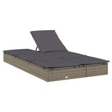 NNEVL 2-Person Sunbed with Cushions Grey Poly Rattan