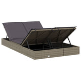 NNEVL 2-Person Sunbed with Cushions Grey Poly Rattan