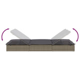NNEVL 2-Person Sunbed with Cushions Grey Poly Rattan