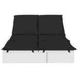 NNEVL 2-Person Sunbed with Cushions White Poly Rattan