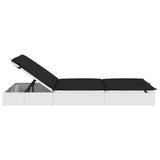 NNEVL 2-Person Sunbed with Cushions White Poly Rattan