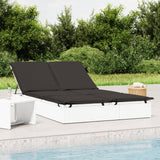 NNEVL 2-Person Sunbed with Cushions White Poly Rattan
