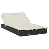 NNEVL 2-Person Sunbed with Foldable Roof Black 213x118x97 cm Poly Rattan