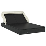 NNEVL 2-Person Sunbed with Foldable Roof Black 213x118x97 cm Poly Rattan