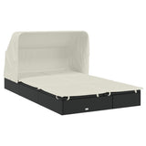 NNEVL 2-Person Sunbed with Foldable Roof Black 213x118x97 cm Poly Rattan