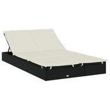 NNEVL 2-Person Sunbed with Foldable Roof Black 213x118x97 cm Poly Rattan