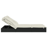 NNEVL 2-Person Sunbed with Foldable Roof Black 213x118x97 cm Poly Rattan