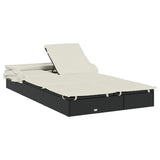 NNEVL 2-Person Sunbed with Foldable Roof Black 213x118x97 cm Poly Rattan