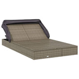 NNEVL 2-Person Sunbed with Foldable Roof Grey 213x118x97 cm Poly Rattan