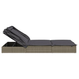 NNEVL 2-Person Sunbed with Foldable Roof Grey 213x118x97 cm Poly Rattan