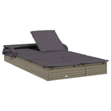 NNEVL 2-Person Sunbed with Foldable Roof Grey 213x118x97 cm Poly Rattan