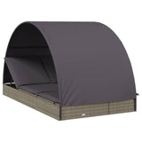 NNEVL 2-Person Sunbed with Round Roof Grey 211x112x140 cm Poly Rattan