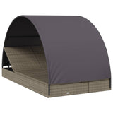 NNEVL 2-Person Sunbed with Round Roof Grey 211x112x140 cm Poly Rattan