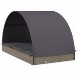 NNEVL 2-Person Sunbed with Round Roof Grey 211x112x140 cm Poly Rattan