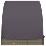 NNEVL 2-Person Sunbed with Round Roof Grey 211x112x140 cm Poly Rattan