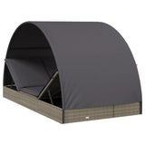 NNEVL 2-Person Sunbed with Round Roof Grey 211x112x140 cm Poly Rattan