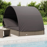 NNEVL 2-Person Sunbed with Round Roof Grey 211x112x140 cm Poly Rattan
