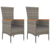 NNEVL Garden Chairs with Cushions 2 pcs Poly Rattan Grey
