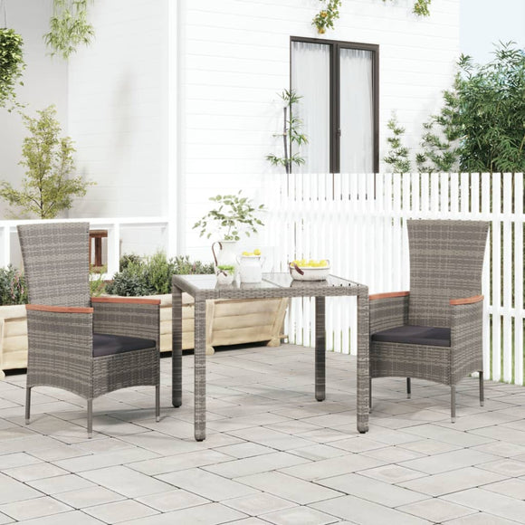 NNEVL Garden Chairs with Cushions 2 pcs Poly Rattan Grey