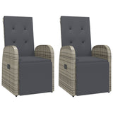 NNEVL Reclining Garden Chairs with Cushions 2 pcs Grey Poly Rattan