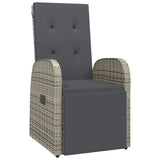 NNEVL Reclining Garden Chairs with Cushions 2 pcs Grey Poly Rattan