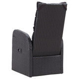 NNEVL Reclining Garden Chairs with Cushions 2 pcs Black Poly Rattan