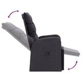 NNEVL Reclining Garden Chairs with Cushions 2 pcs Black Poly Rattan