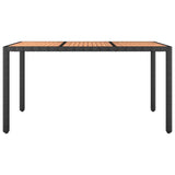 NNEVL Garden Table with Wooden Top Black Poly Rattan&Solid Wood Acacia