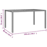 NNEVL Garden Table with Wooden Top Black Poly Rattan&Solid Wood Acacia