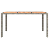 NNEVL Garden Table with Wooden Top Grey Poly Rattan&Solid Wood Acacia