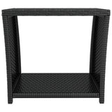 NNEVL Tea Table with Glass Top Black Poly Rattan&Tempered Glass