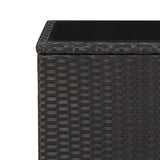 NNEVL Tea Table with Glass Top Black Poly Rattan&Tempered Glass